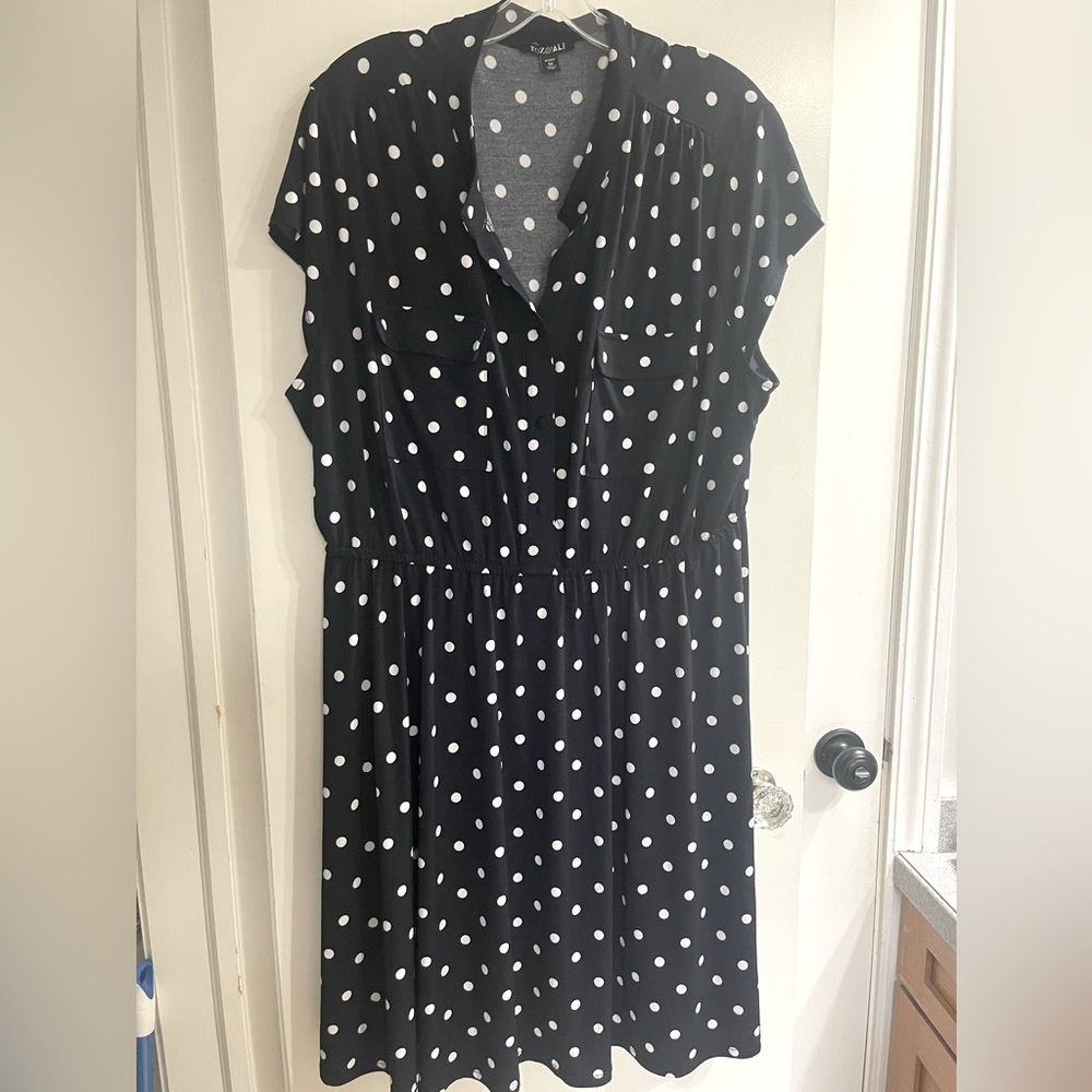 Roz & Ali Navy and White Flutter Sleeve Midi plus size Sundress